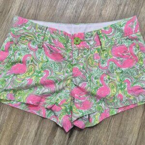 Lily Pulitzer Walsh Shorts Hot Wings Flamingos Size 2
